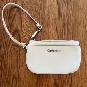 Calvin Klein plain white Wristlet